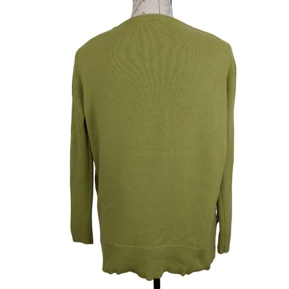 J.Jill | Chartreuse Green Side Button Pull On Sweater | Size SP - Picture 4 of 7